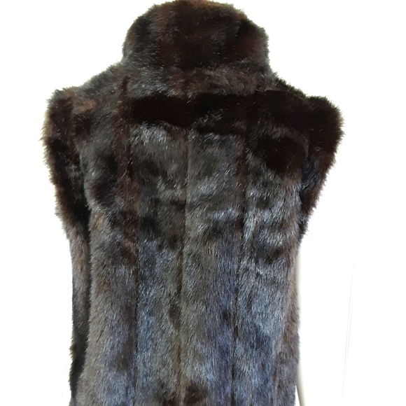 MINK FAUX FUR REVERSIBLE VEST SZ M - Picture 4 of 9